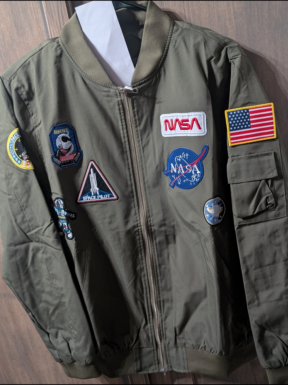 NASA Patch Olive Green Bomber Jacket